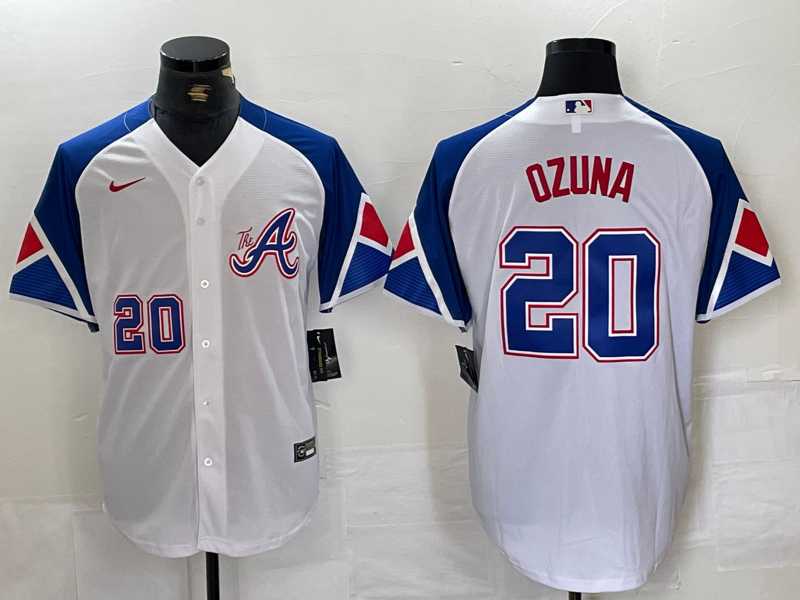 Men's Atlanta Braves #20 Marcell Ozuna Number White 2023 City Connect Flex Base Stitched Jersey,We sell and wholesale Men's Atlanta Braves #20 Marcell Ozuna Number White 2023 City Connect Flex Base Stitched Jersey on line form chian!